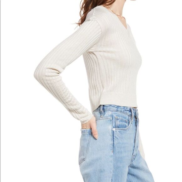 NEW BP Reagan Rib White Crop Sweater Womens Size XXS - Picture 5 of 10